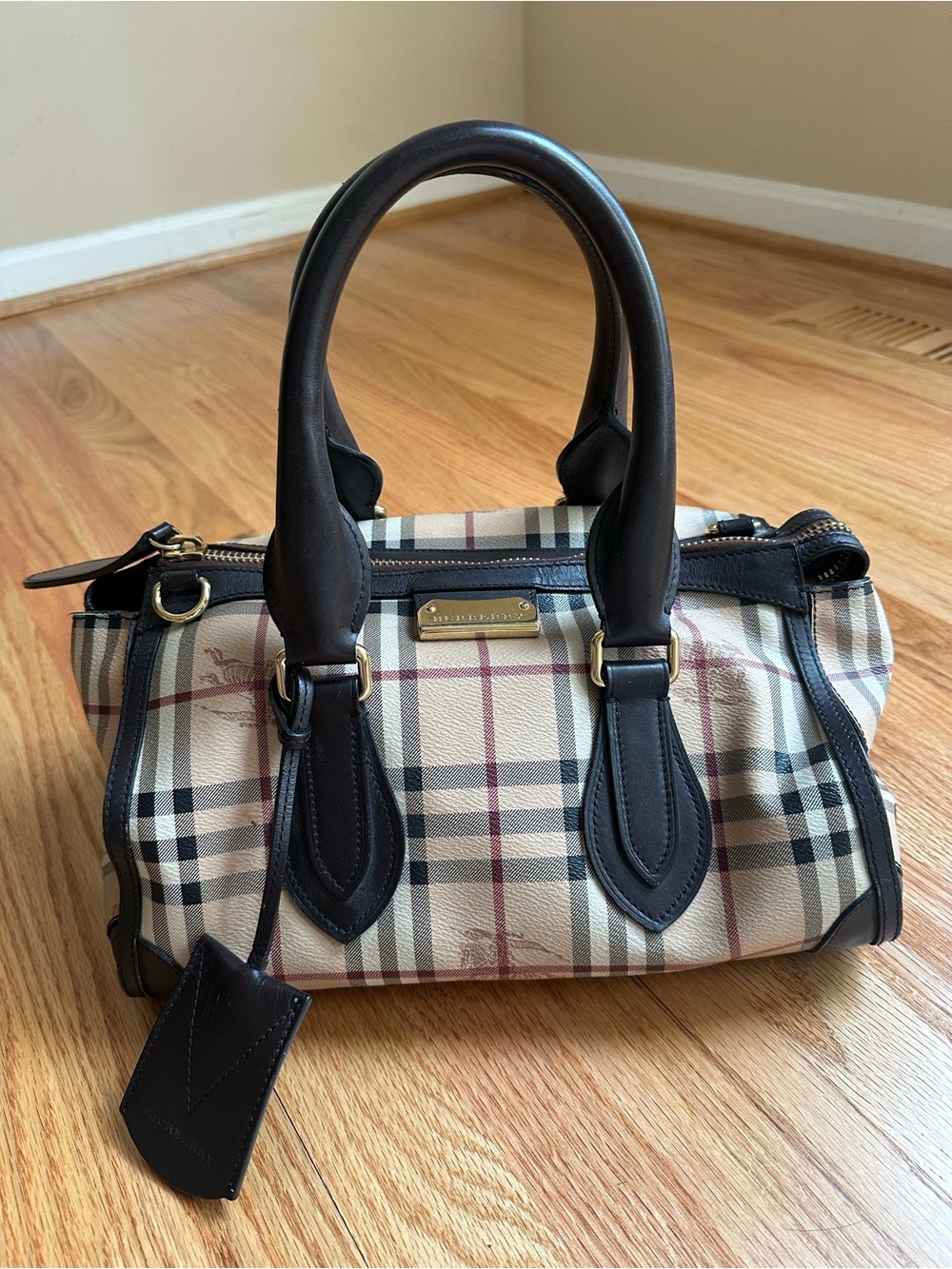 Burberry Haymarket Check bowling bag Black